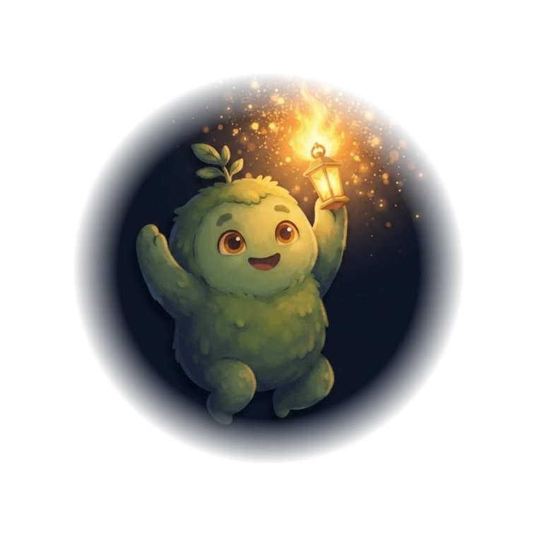 Sprig celebrating with a glowing lantern